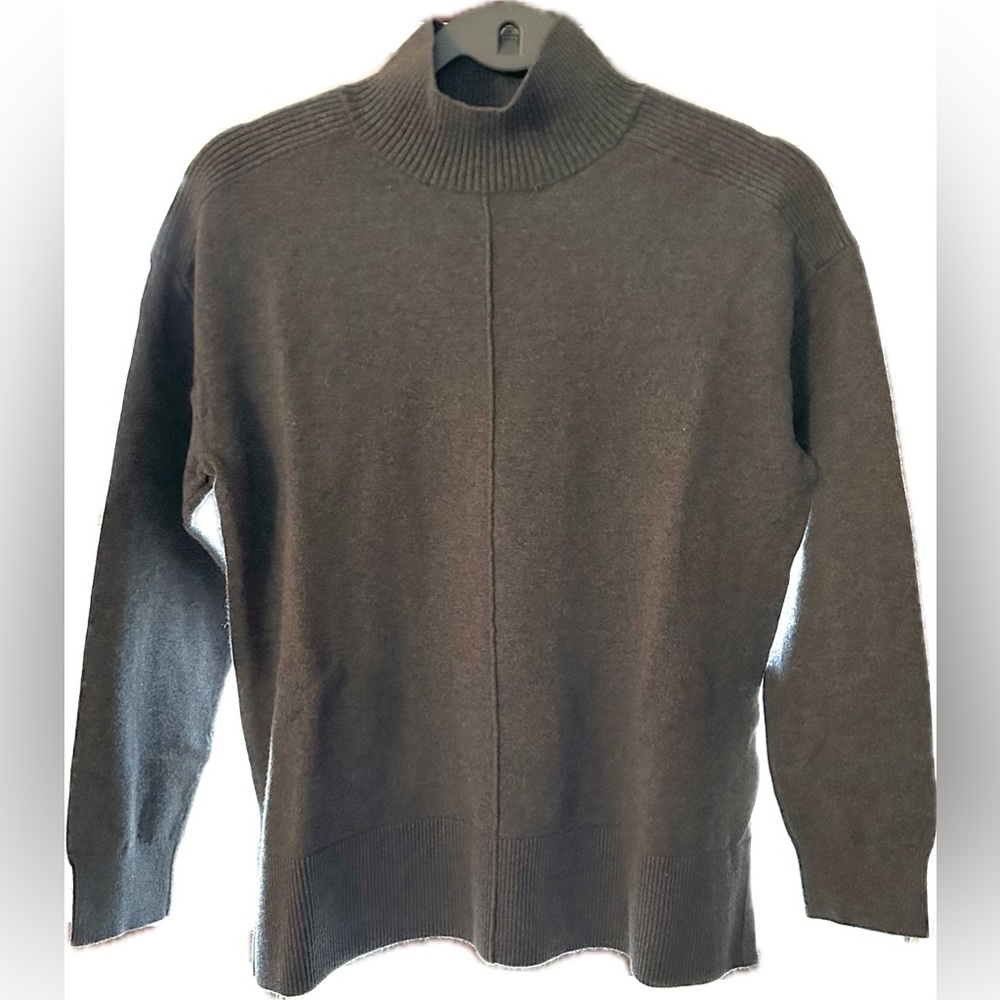 100% cotton mock turtleneck charcoal gray sweater